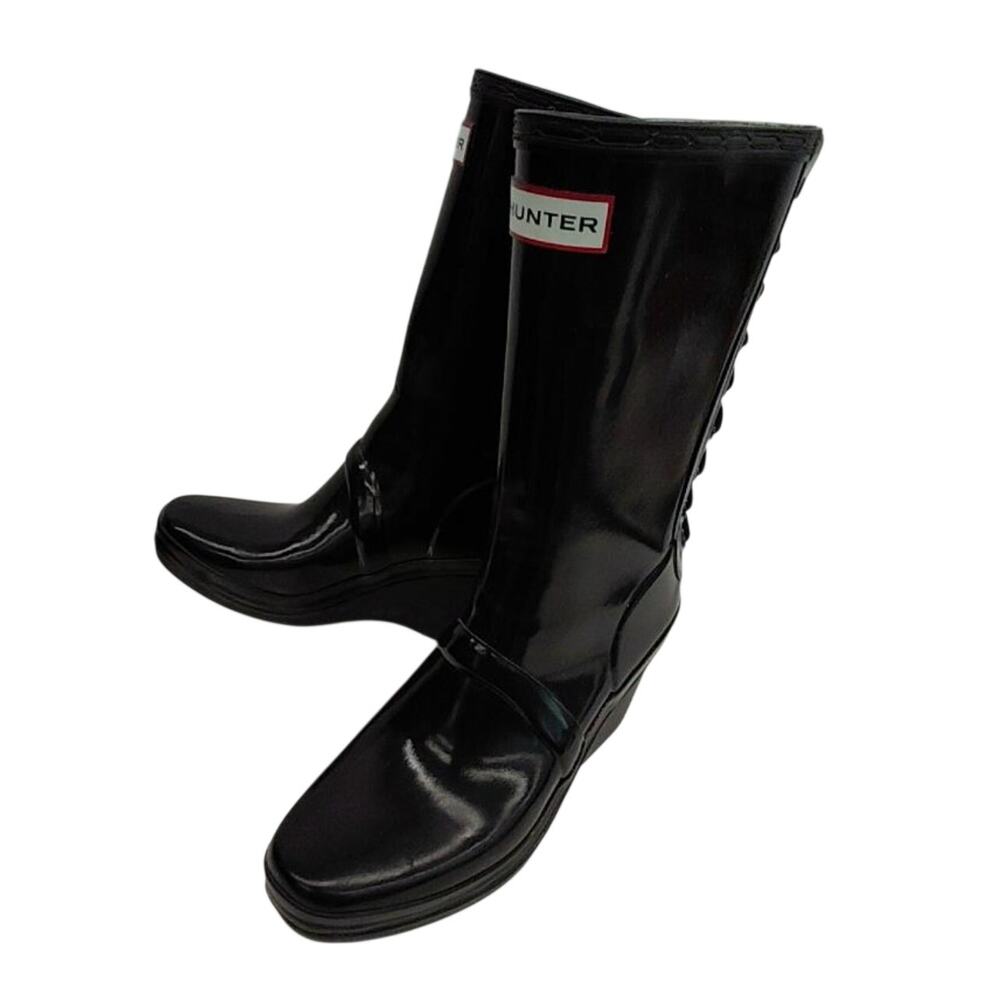 Hunter Verbier Black Lace Up Wedge Boots US 7 EU 38 Goth Punk Emo Platform - Picture 5 of 5